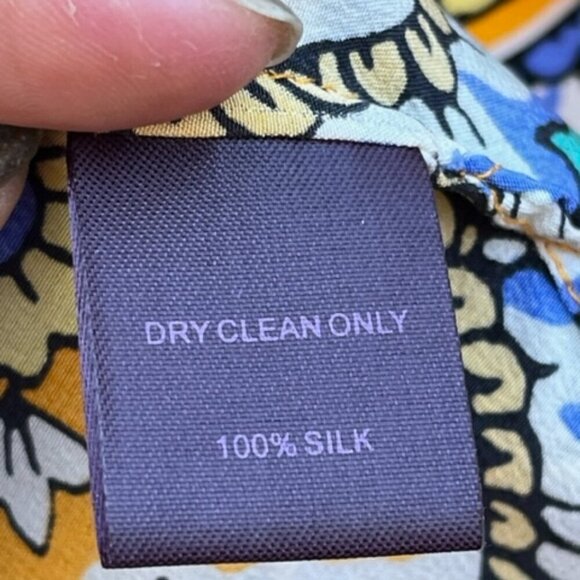 Hale Bob Women's Button Down 100% Silk Multi Color Yellow Blouse Paisley Print M - Picture 13 of 14